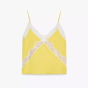 Zara Yellow and White Lace Camisole